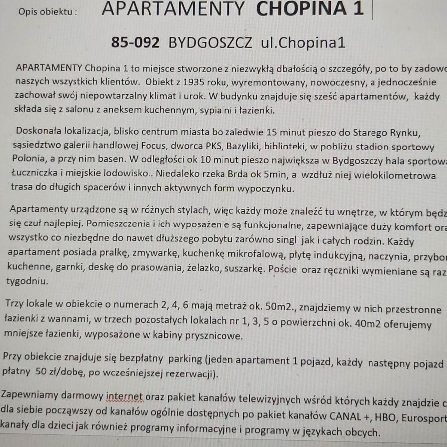 בידגוז'יז' Apartamenty Chopina 1 מראה חיצוני תמונה